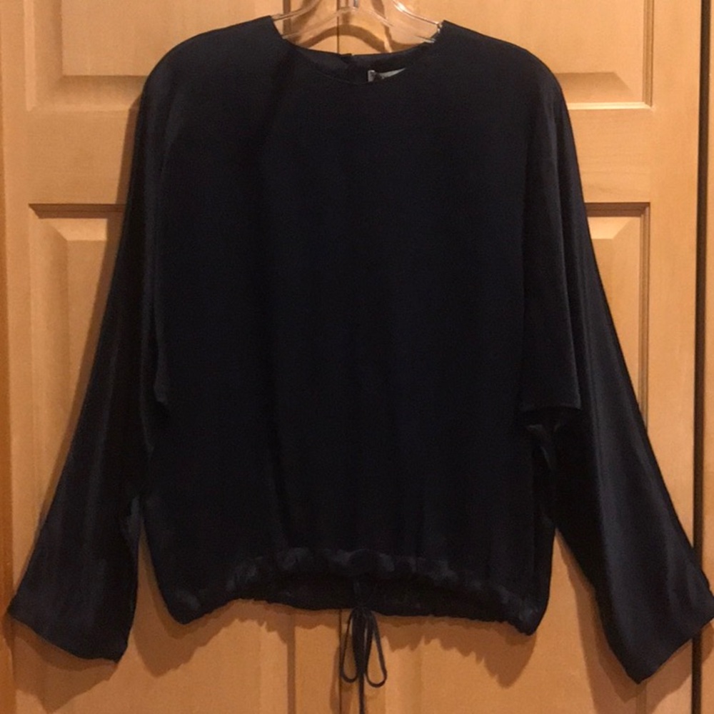 New Zara Navy Long Sleeve Blouse Generous Size